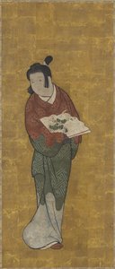 En pojke med fläkt, Edo-period, sent 1600-tal. av Unbekannt