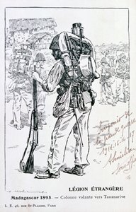 En kolonn av den franska främlingslegionen som avancerar mot Tananarive, Madagaskar, 1895 av Unbekannt