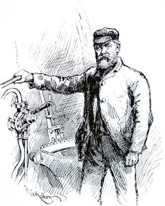 Ein Lokführer des Flying Scotsman auf der Lokomotivplattform von Unbekannt