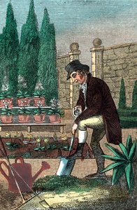 En trädgårdsmästare som gräver med en spade, 1821 av Unbekannt