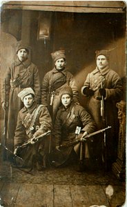 En grupp röda arméns soldater innan de lämnade till fronten, Petrograd, Ryssland, 1918 av Unbekannt