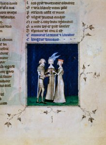En riddare och en dam byter ringar, c1350 av Unbekannt
