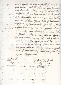 Ett brev av Oliver Cromwell till kardinal Mazarin, 4 december 1657, 1899 av Unbekannt