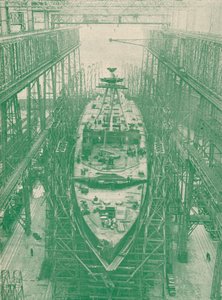 En lätt kryssare under konstruktion, c1917 1919 av Unbekannt
