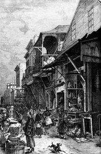 En marknadsplats i San Francisco, Kalifornien, USA, mitten av 1800-talet c1880 av Unbekannt