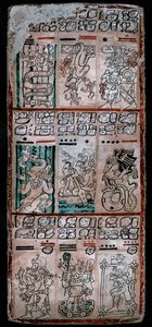 En sida från Dresden Codex, Maya-manuskript, 1901 av Unbekannt