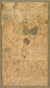 En prins som besöker en helig man i ett stenigt landskap, ca. 1590. av Unbekannt