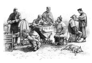 En gata i Kin-Kiang, typer och kostymer, c1890 av Unbekannt