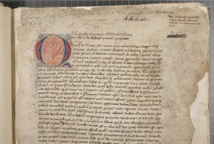 En avskrift, i tre händer, av Marcus Tullius Ciceros filosofiska verk som till synes hämtade från editio romana från 1471, med marginalia i handen av Archibald Whitelaw och andra, ca 1480 (bläck på pergament) av Unbekannt