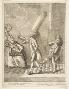 Att se hans eleganta det och hans höga lockar, Man skulle kunna tro att han var en senator, men han är bara en..., 1720-75. av Unbekannt