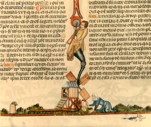 En kvinna som tänder en postkvarn, c1340, 1947. av Unbekannt