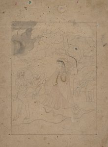 Abhisarika Nayika Heroine Braving the Night, K. 1800. av Unbekannt