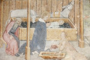 Abondance Abbey Church fresk: julkrubba, Abondance, Frankrike av Unbekannt
