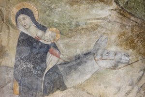 Abondance Abbey Church fresk: flygningen till Egypten, Abondance, Frankrike av Unbekannt