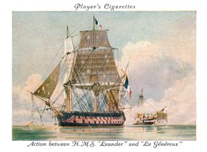 Action mellan H.M.S.Leander och Le Genereux, 1936. av Unbekannt