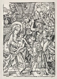 Tillbedjan av kungarna, ca. 1500. av Unbekannt