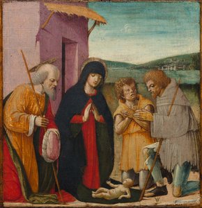 Tillbedjan av herdarna, ca. 1480-1500. av Unbekannt