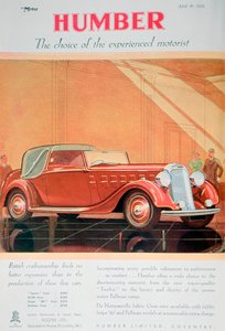 Annons för Humbers bilar, 1935 av Unbekannt