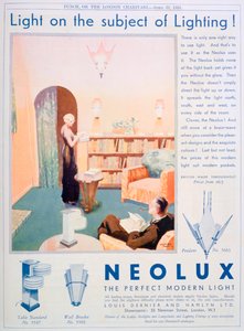 Annons för Neolux belysningsarmaturer, 1931 av Unbekannt