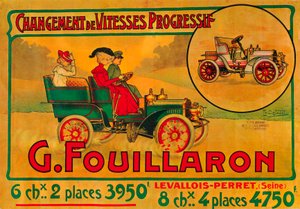 Annons för Fouillaron-bilar, c1900-talet av Unbekannt