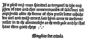 Annons för en bok tryckt av William Caxton, 1400-talet 1893 av Unbekannt