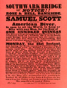 Annons för stuntshower av Samuel Scott, 1840, 1948. av Unbekannt