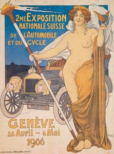 Annons för den andra schweiziska nationella bil- och cykelutställningen, Genève, 1906 av Unbekannt
