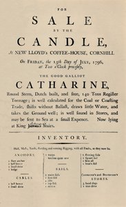 Annons för försäljning av Candle på Lloyds, 1796, 1928 av Unbekannt