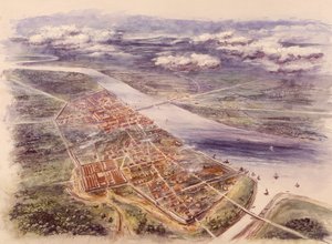 Flygfoto över Londinium London från nordväst, c2nd århundradet av Unbekannt