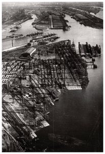Flygfoto över Bremer Vulkan-varvet, Bremen, Tyskland, från en Zeppelin, c1931 1933 av Unbekannt