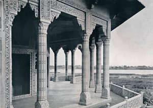 Agra. Balkong av Jasmine Tower, c1910. av Unbekannt