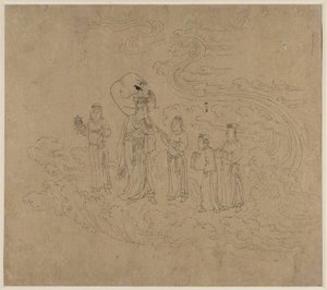 Album med daoistiska och buddhistiska teman: Procession of Daoist Deities: Leaf 10, 1200-talet. av Unbekannt