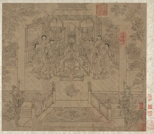 Album med daoistiska och buddhistiska teman: Procession of Daoist Deities: Leaf 1, 1200-talet. av Unbekannt