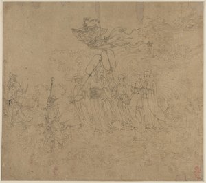 Album med daoistiska och buddhistiska teman: Procession of Daoist Deities: Leaf 6, 1200-talet. av Unbekannt