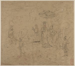 Album med daoistiska och buddhistiska teman: Procession of Daoist Deities: Leaf 8, 1200-talet. av Unbekannt