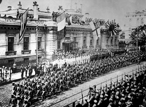 Allierade soldater och sjömän i Vladivostok, Ryssland, september 1918 av Unbekannt