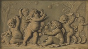 Amorini på spel en i ett par, 1770-90. av Unbekannt