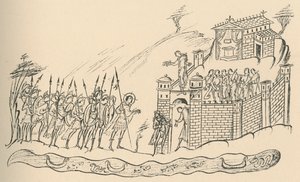 Anglosaxiska krigare närmar sig ett fort, 1908 av Unbekannt