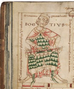 Anicius Manlius Severinus Boethius Från: The Formation of Music av Boethius, 1100-talet av Unbekannt