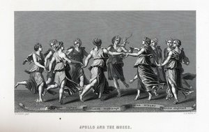 Apollo och muserna efter Giulio Romano, 1882 av Unbekannt