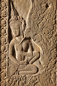 Apsara Dancer Carving på Angkor Wat, Siem Reap, Kambodja av Unbekannt