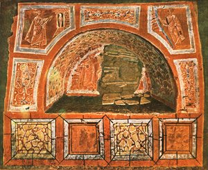 Arcosolium i Domitillas katakomb på Via Ardeatina, Rom, Italien, 1928. av Unbekannt