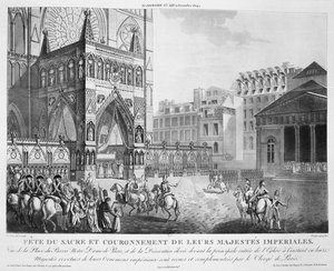 Ankomst till Notre Dame, 2 december 1804, 1800-talet av Unbekannt