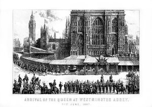 Drottningens ankomst till Westminster Abbey, London, 21 juni, 1887, 1889 av Unbekannt