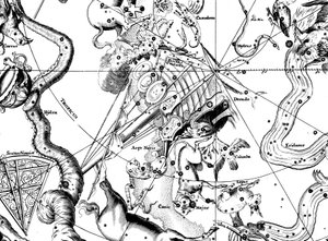Astronomisk karta, centrerad på den södra konstellationen Argo Navis, 1742 av Unbekannt