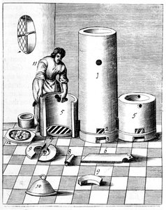 Athanor eller Slow Harry, en självmatande ugn som håller en konstant temperatur, 1683 av Unbekannt