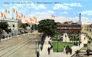 Avenida Saenz Pena och Plaza Casanave, Callao, Peru, c1900-talet av Unbekannt