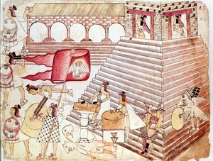 Aztekiska krigare som försvarar templet i Tenochtitlan, Mexiko av Unbekannt