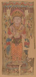 Banderoll med Bodhisattva, möjligen Mahamayuri, 900-1000-talet. av Unbekannt