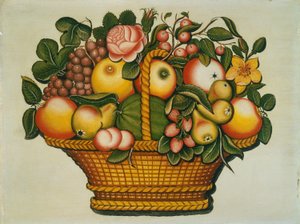 Korg med frukt med blommor, ca. 1830. av Unbekannt